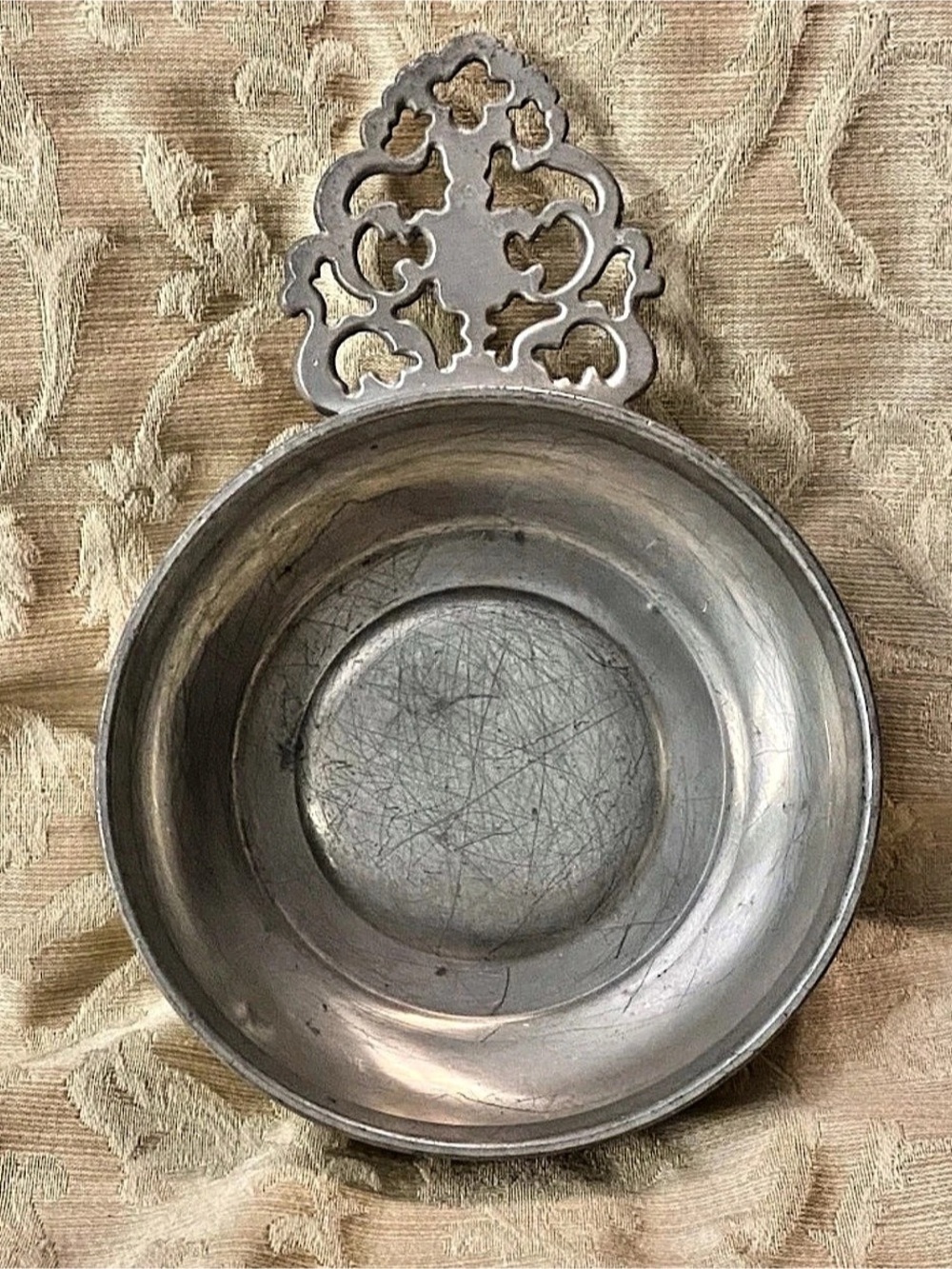 Vintage Gorham Pewter Porringer Single Intricate Handle Large 5.5" Bowl